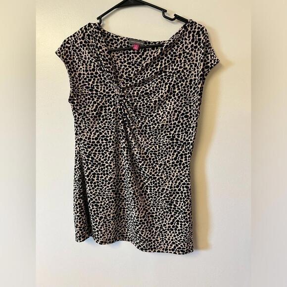 Vince Camuto leopard print ruched knot blouse - Picture 1 of 4